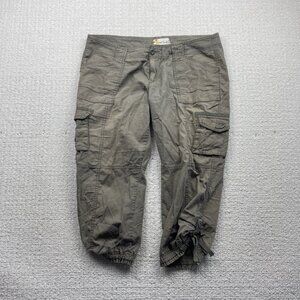 Y2K Sunset Surf Co Cargo Tech Capri Pants Wom Sz 13 Militray Green Vintage 2000s